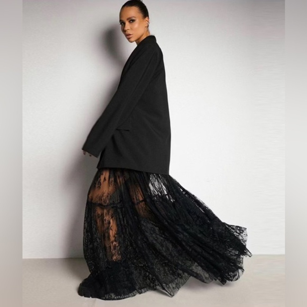 Anthropologie inspired Elegant Black Lace‎ Skirt